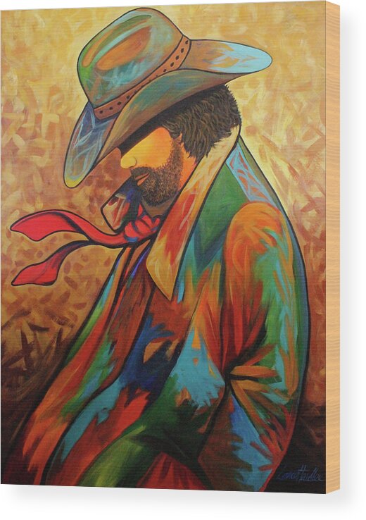 Cowgirl Wood Print featuring the painting Cowboy Colors Of The West by Lance Headlee