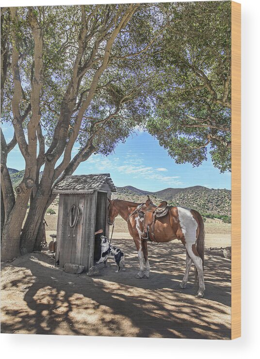 Outhouse Wood Print featuring the photograph Cowboy Gotta Go by Don Schimmel