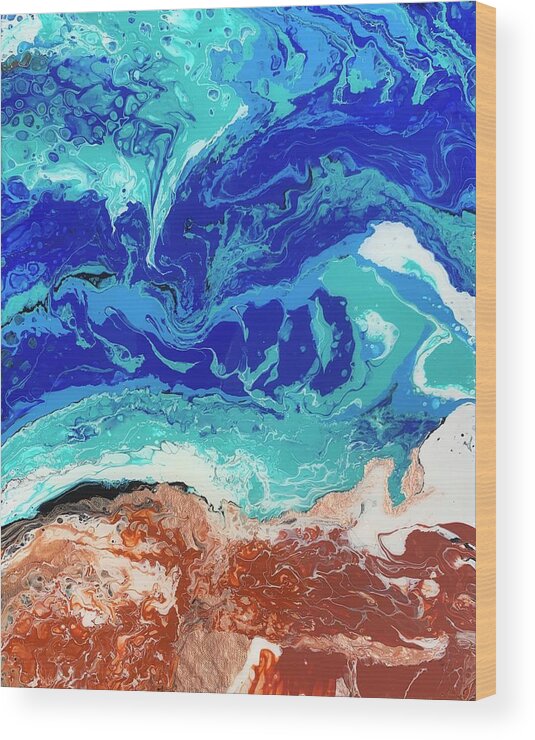 Ocean Wood Print featuring the painting Crash by Nicole DiCicco