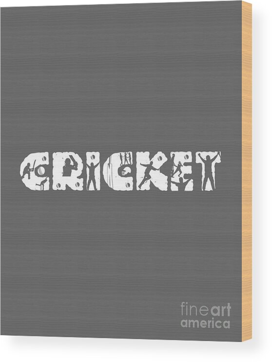 Cricket Wood Print featuring the digital art Cricket Gift Cricket by Jeff Creation