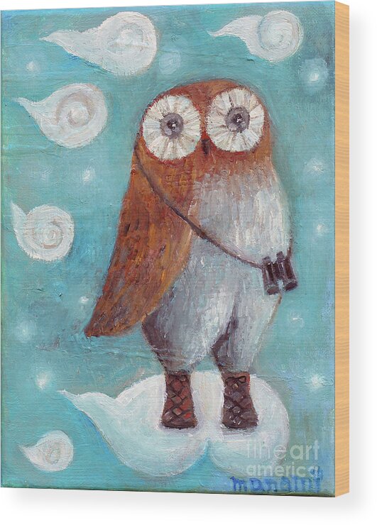 Curious Wood Print featuring the painting Curious Hoot by Manami Lingerfelt