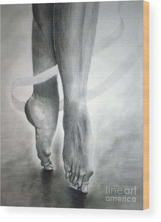 Dancer Wood Print featuring the drawing Dancer's Feet by Pamela Henry