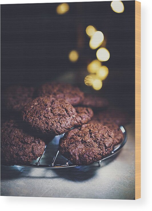 Food Wood Print featuring the photograph Dark Cocoa Coco Cookie by Nisah Cheatham