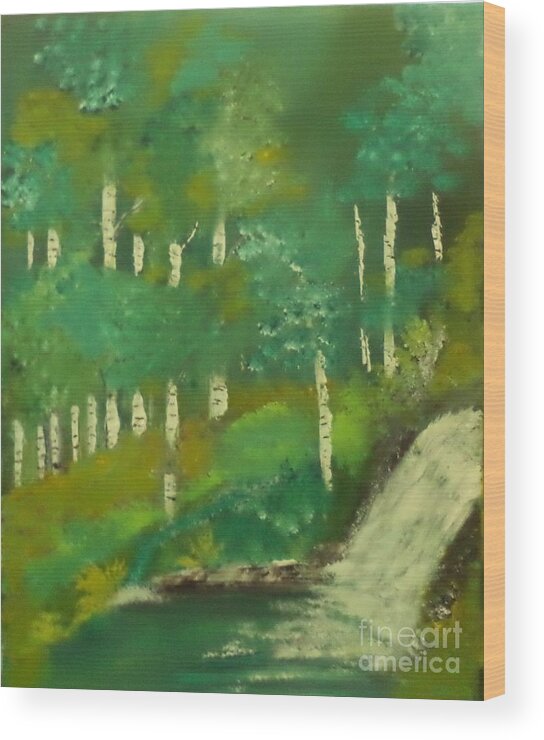 Waterfall Wood Print featuring the painting Darken Woods Painting # 247 by Donald Northup