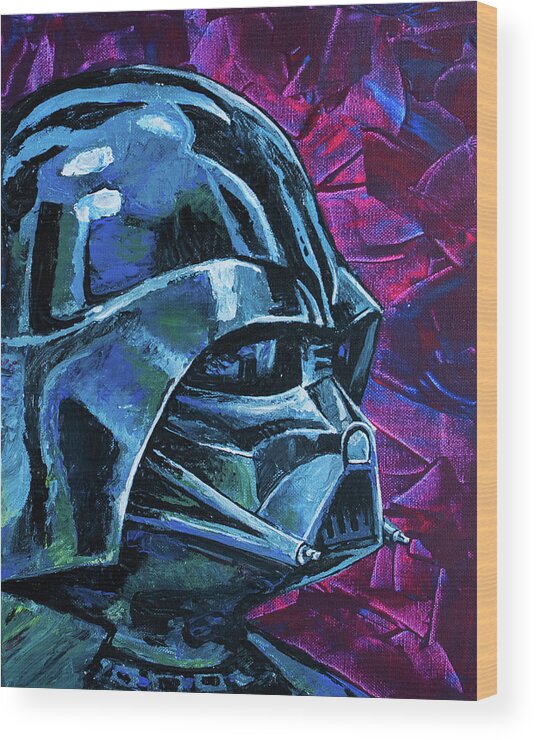 Star Wars Wood Print featuring the painting Darth Vader by Aaron Spong