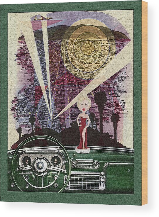 Dashboard Wood Print featuring the digital art Dashboard / Marilyn by David Squibb