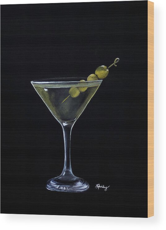 Martini Wood Print featuring the painting Dirty Martini by Shirley Dutchkowski