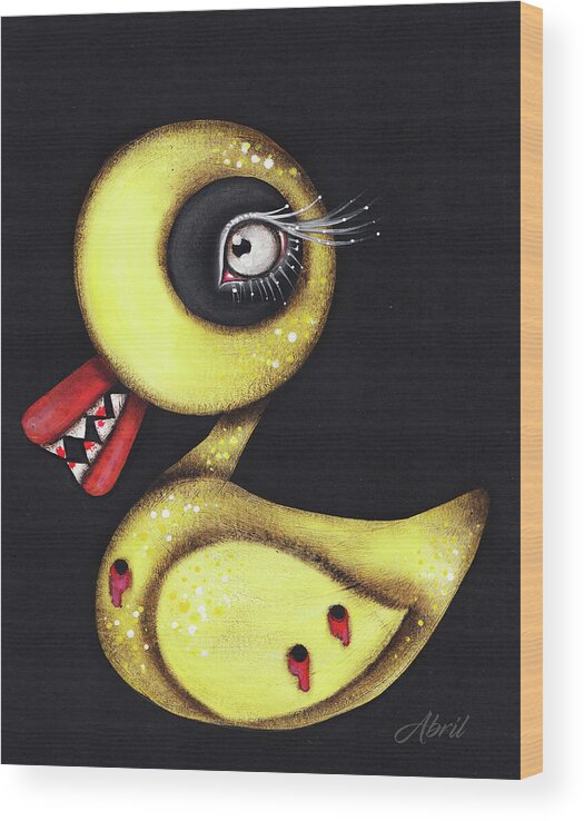 Halloween Wood Print featuring the painting Duck Toy by Abril Andrade