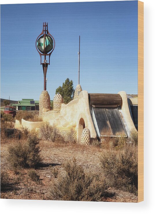 Taos Wood Print featuring the photograph Earthship Biotecture by Susan Rissi Tregoning