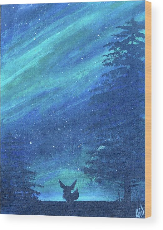 Eevee Wood Print featuring the painting Eevee's Sky by Ashley Wright