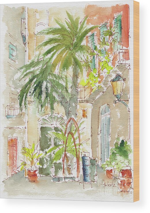 Impressionism Wood Print featuring the painting El Born Barcelona by Pat Katz