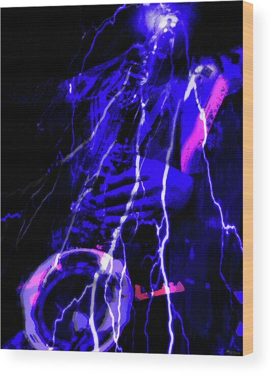 Figurative Abstract Wood Print featuring the digital art Electric Ave by Ken Walker