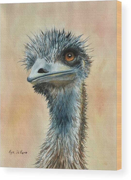 Emu Wood Print featuring the painting Emu Emu by Lyn DeLano