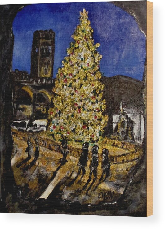 Holidays Wood Print featuring the painting Erika's Christmas Tree by Clyde J Kell