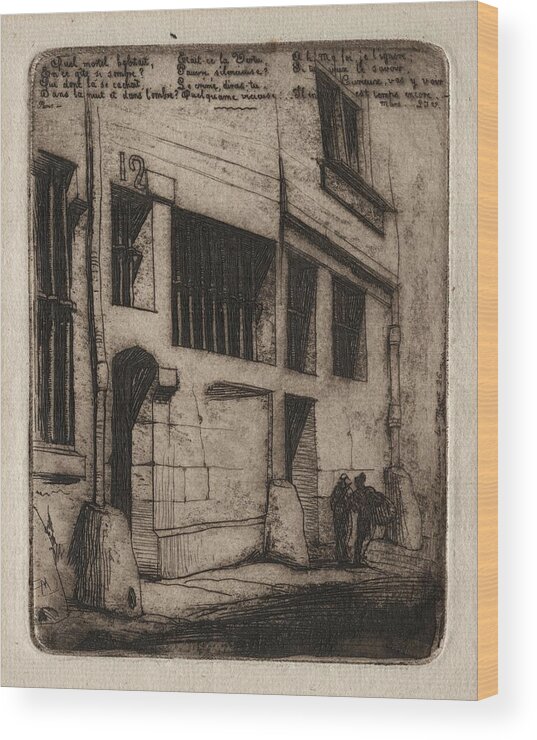 Etchings Of Paris The Street Of The Bad Boys 1854 Charles Meryon Wood Print featuring the painting Etchings of Paris The Street of the Bad Boys 1854 Charles Meryon by MotionAge Designs