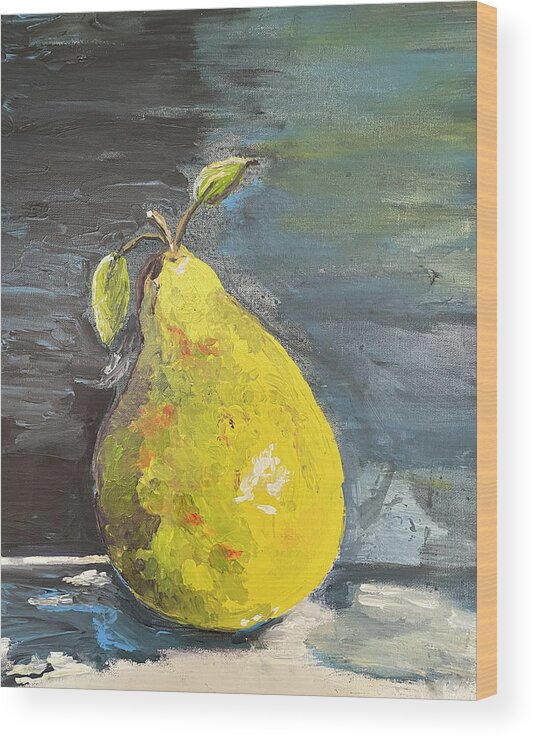 Pear Wood Print featuring the mixed media French Pear by Linda Bailey