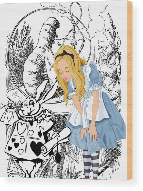 Fairy Tale Art Wood Print featuring the digital art Fairy Tale Art Alice by Caterina Christakos