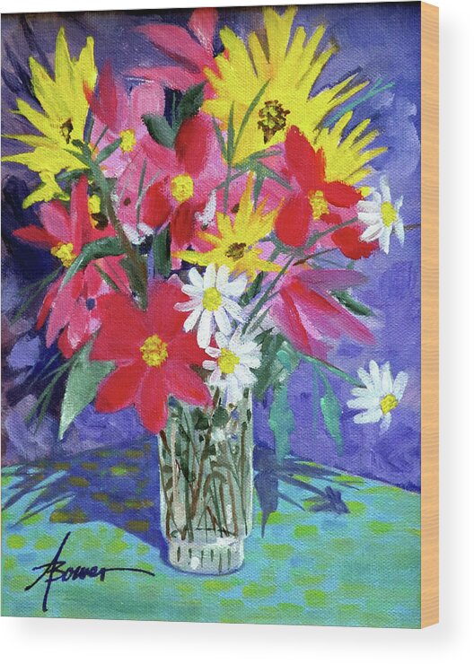 Flowers Wood Print featuring the painting Fall Collection by Adele Bower