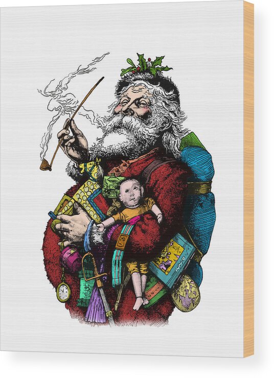 Santa Wood Print featuring the digital art Father Christmas by Madame Memento
