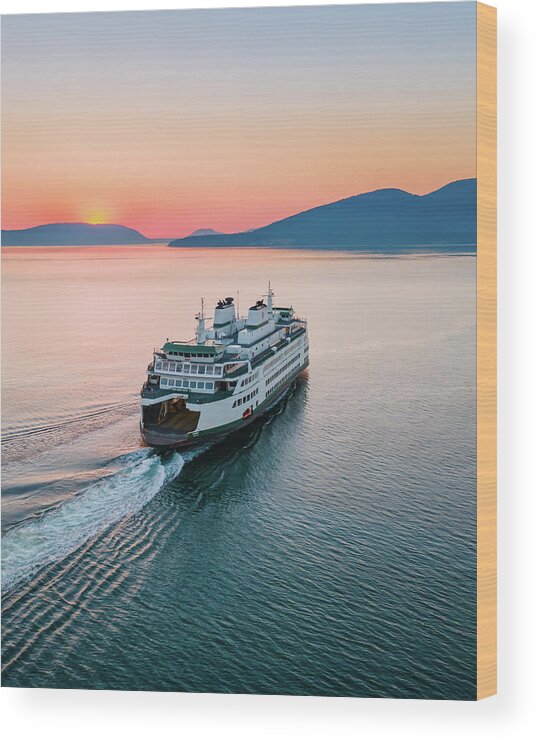 Sunset Wood Print featuring the photograph Ferry Sunset by Michael Rauwolf