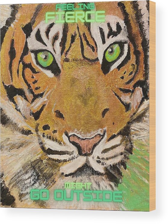 Tiger Wood Print featuring the painting Fierce by Melody Fowler