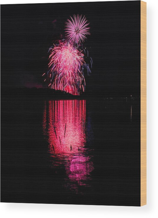 Fireworks Wood Print featuring the photograph Fireworks - Wausau - July 2023 - 1 by Dale Kauzlaric