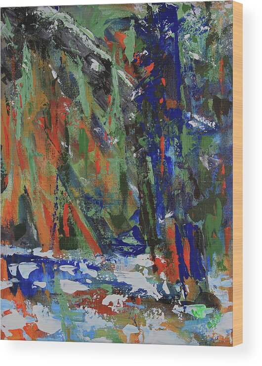 Abstract Painting Wood Print featuring the painting First snow over Tenaya creek by Walter Fahmy