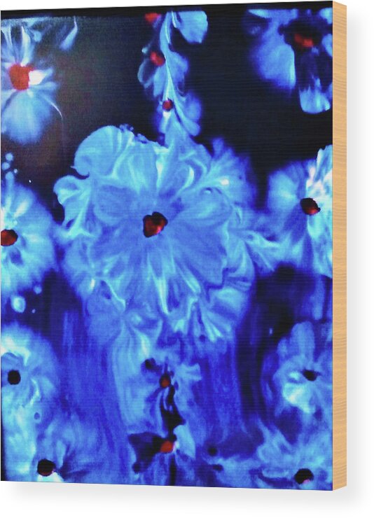 Float Wood Print featuring the painting Floating flowers by Anna Adams