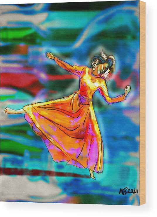 Dancer Wood Print featuring the digital art Flowing Currents by Michael Kallstrom