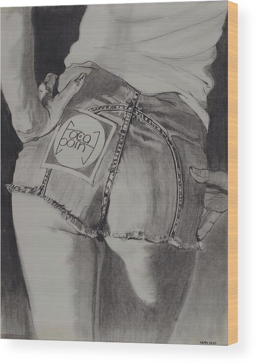 Charcoal Pencil On Paper Wood Print featuring the drawing Back In The Seventies by Sean Connolly