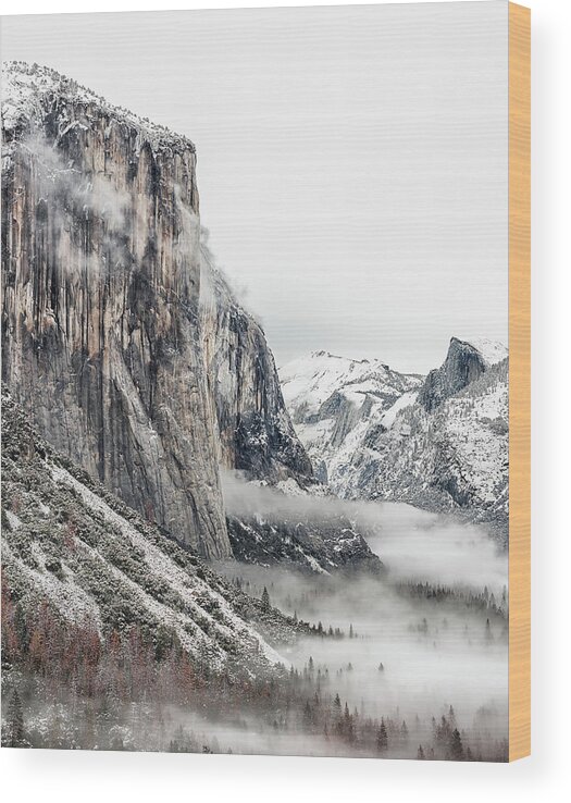 California Wood Print featuring the photograph Foggy morning El Capitan by Rudy Wilms