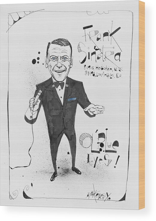  Wood Print featuring the drawing Frank Sinatra by Phil Mckenney