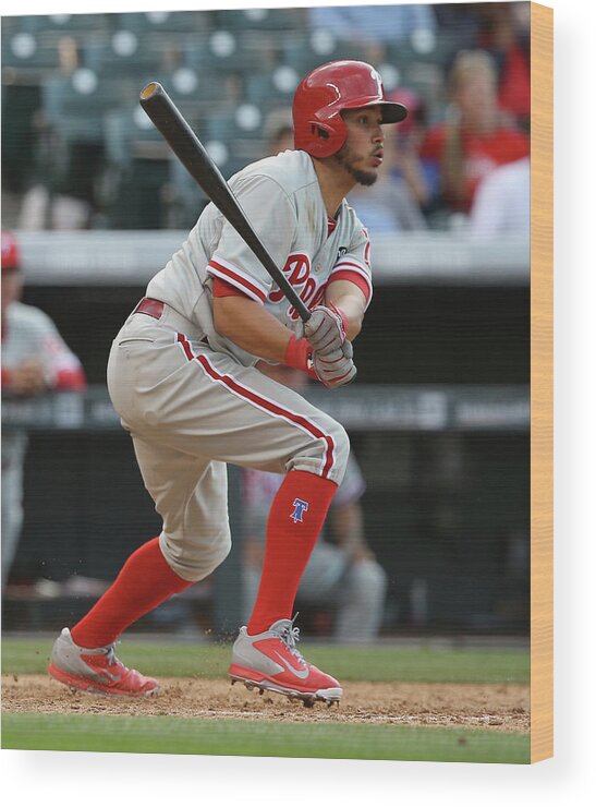 National League Baseball Wood Print featuring the photograph Freddy Galvis by Doug Pensinger