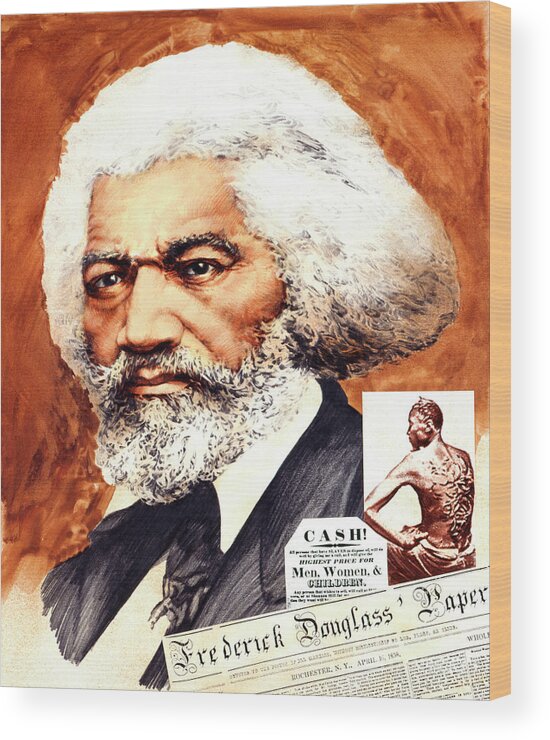 Chris Calle Wood Print featuring the painting Frederick Douglass by Chris Calle