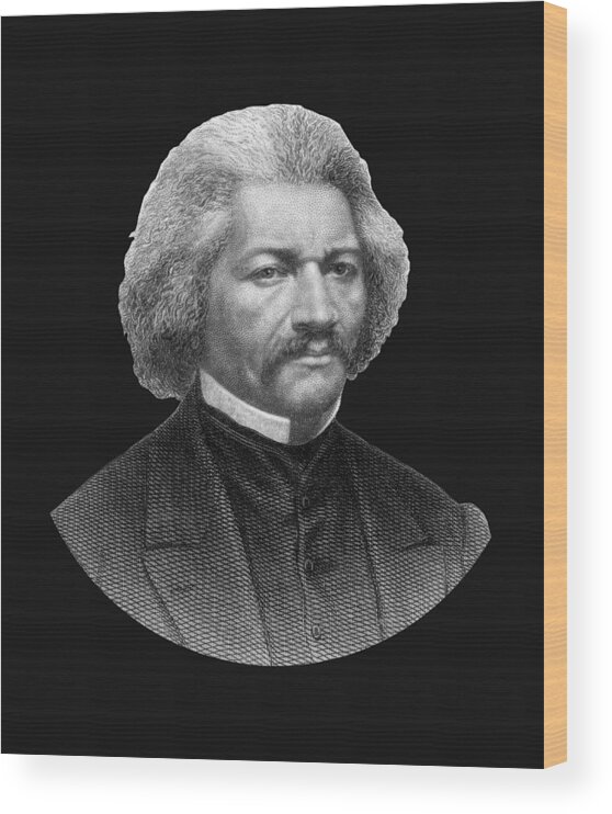 Frederick Douglass Wood Print featuring the mixed media Frederick Douglass Portrait 2 by War Is Hell Store
