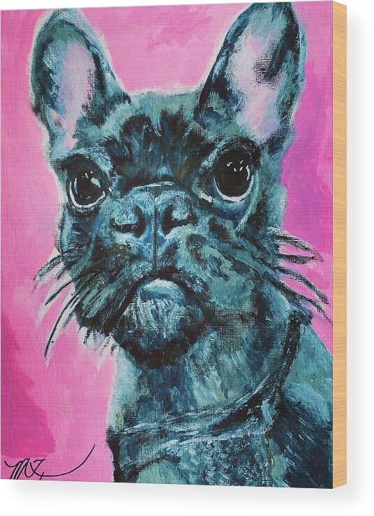 French Bulldog Wood Print featuring the painting Frenchie by Melody Fowler