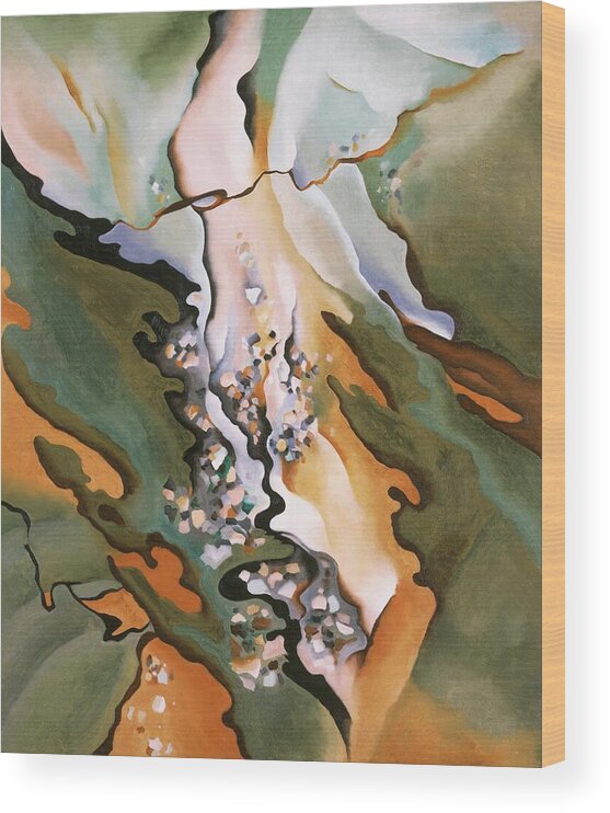 Georgia O'keeffe Wood Print featuring the painting From the Lake No 3 - Abstract modernist landscape painting by Georgia O'Keeffe