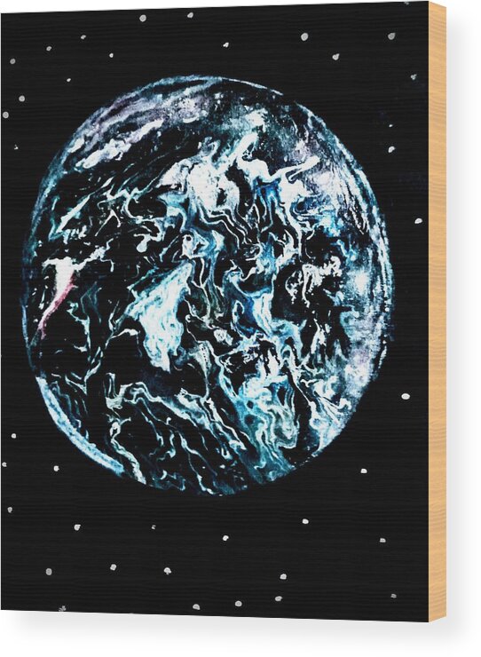 Frozen Wood Print featuring the painting Frozen planet by Anna Adams