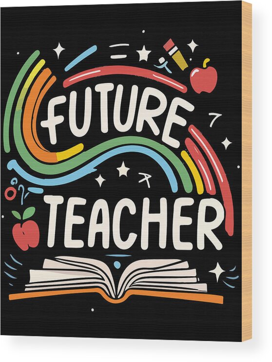 Education Wood Print featuring the digital art Future Teacher Educator by Flippin Sweet Gear