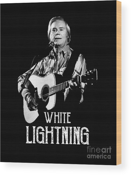 George Jones Wood Print featuring the digital art George Jones Country Music -White Lightning by Notorious Artist