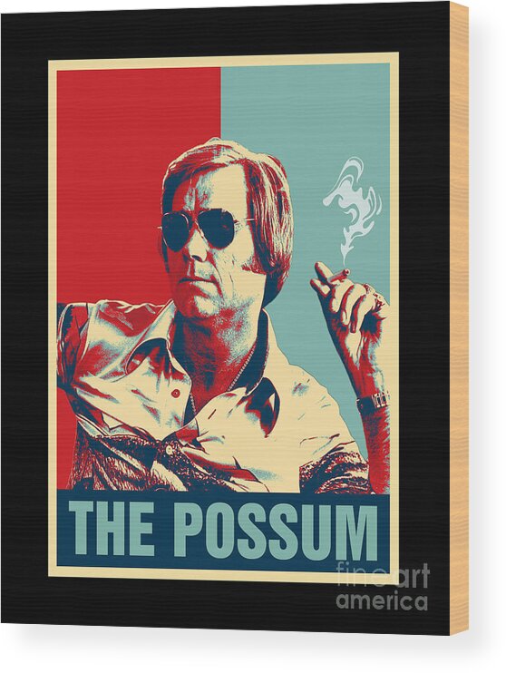 George Jones Wood Print featuring the digital art George Retro Jones Hope Style The Possum by Notorious Artist