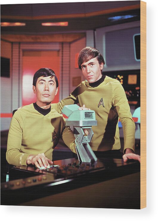 George Takei Wood Print featuring the photograph GEORGE TAKEI and JAMES DOOHAN in STAR TREK -1966-. by Album