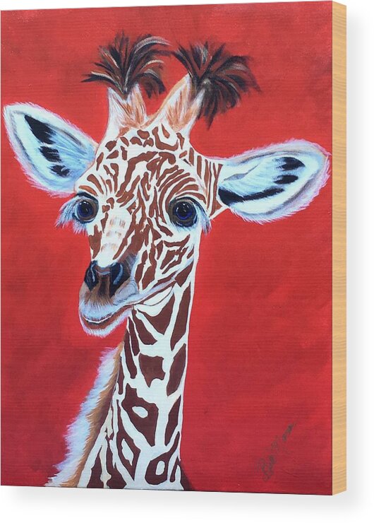  Wood Print featuring the painting Gerry the Giraffe by Bill Manson