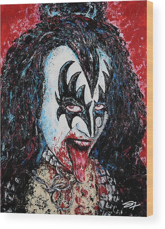 Kiss Wood Print featuring the painting God of Thunder by Steve Follman