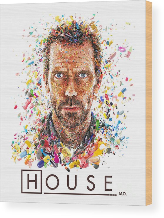 Good Retro House Md Pills Ridiculously Simple Ways Wood Print featuring the photograph Good Retro House Md Pills Ridiculously Simple Ways by Artwork Lucky