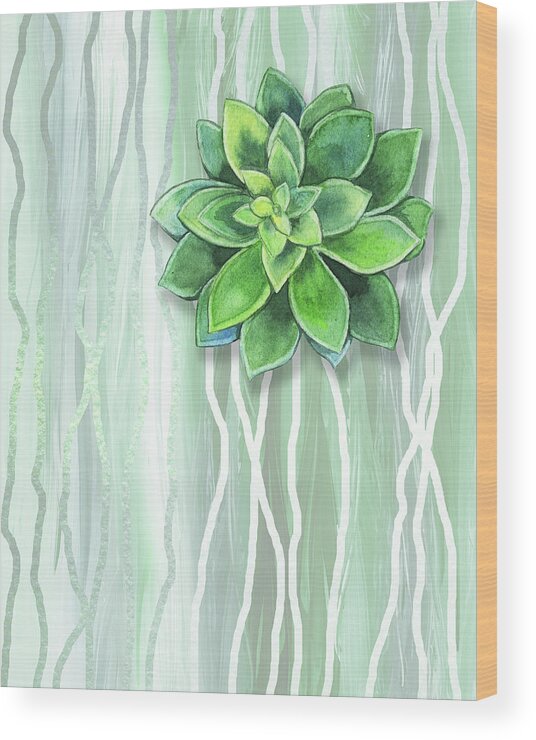 Succulent Wood Print featuring the painting Gorgeous Watercolor Succulent Plant Art Green And Fresh by Irina Sztukowski