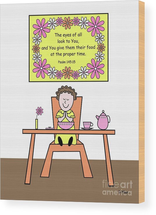Bible Verse Wood Print featuring the digital art Grateful Girl Gives Thanks by Donna Mibus
