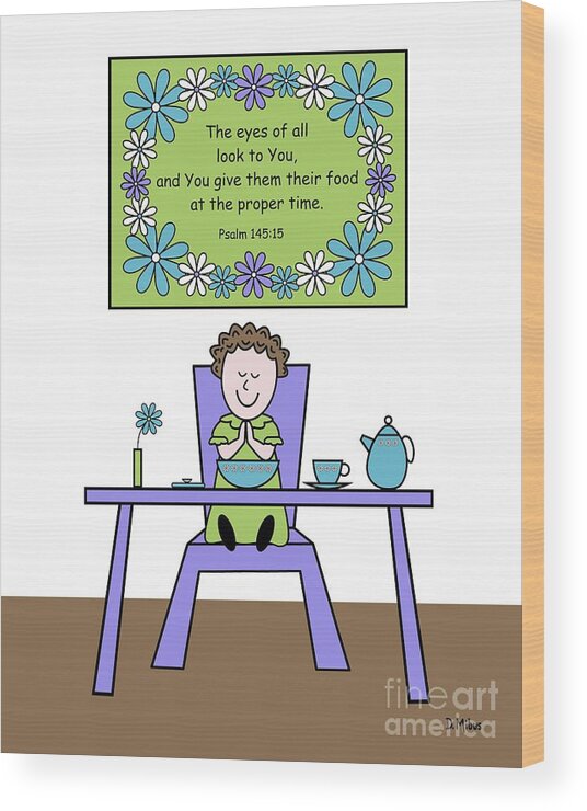 Bible Verse Wood Print featuring the digital art Grateful Girl Gives Thanks Purple Purple by Donna Mibus