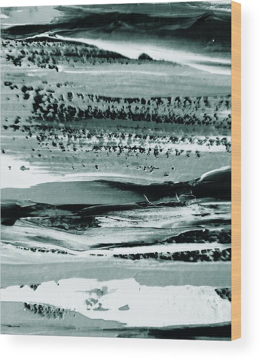 Gray Lines Wood Print featuring the painting Gray Monochrome Organic Line Brush Strokes Contemporary Decor I by Irina Sztukowski
