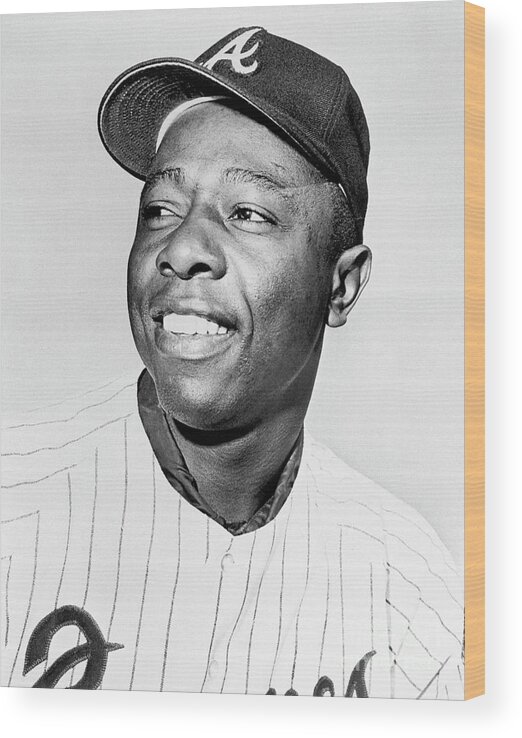 National League Baseball Wood Print featuring the photograph Hank Aaron by National Baseball Hall Of Fame Library